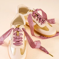 Step It Up Shoelaces-Gingham Burgundy