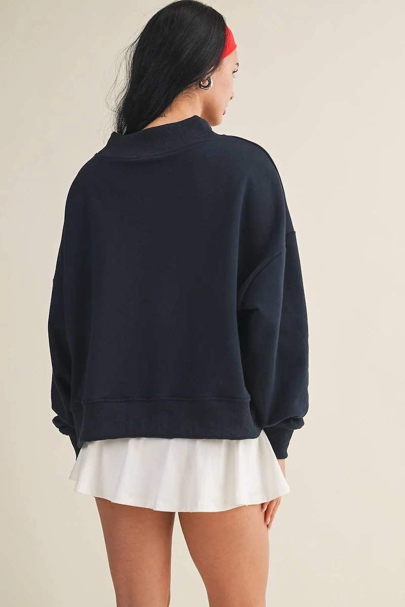 Navy "Salty" Mock Neck