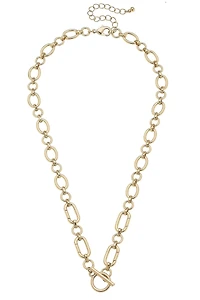 Sasha Toggle Front Charm Necklace Base in Shiny Gold