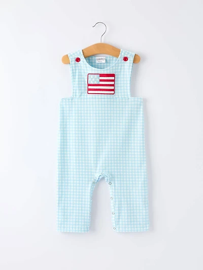 July 4th Plaid Boys Romper