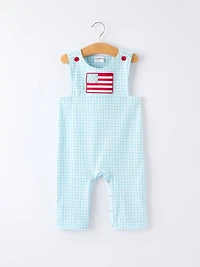 July 4th Plaid Boys Romper