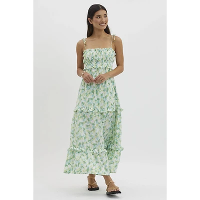Green Printed Maxi Dress