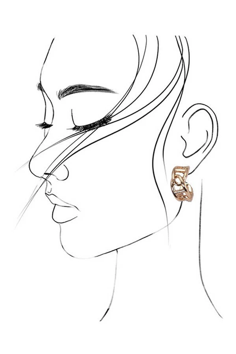 WIDE LINK CHAIN HOOP EARRINGS | 80E2342: Gold