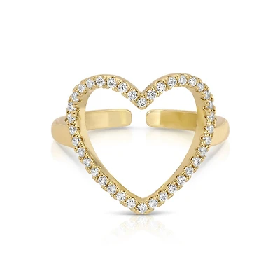 Pavé Heart Adjustable Ring: Gold