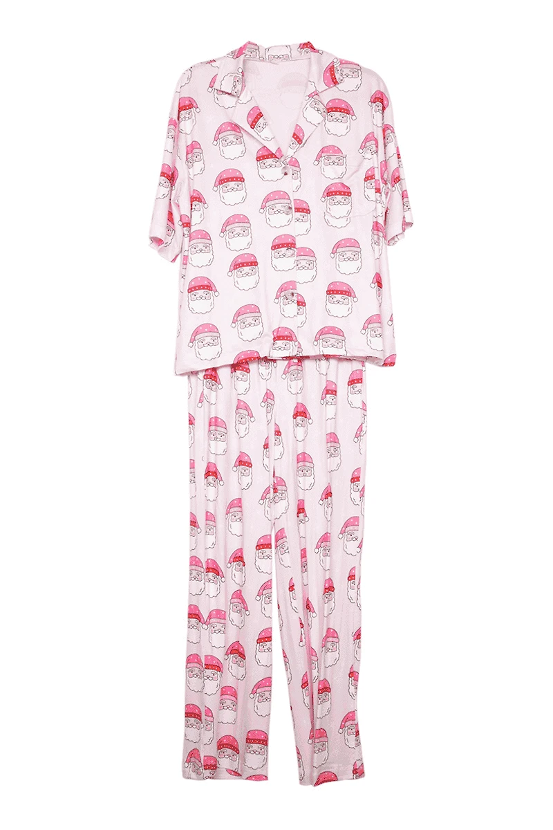 Pink Santa Face Women's Christmas Pajamas