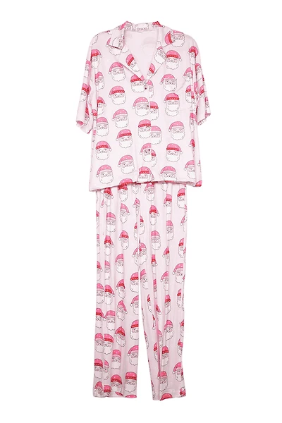 Pink Santa Face Women's Christmas Pajamas