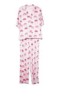 Pink Santa Face Women's Christmas Pajamas