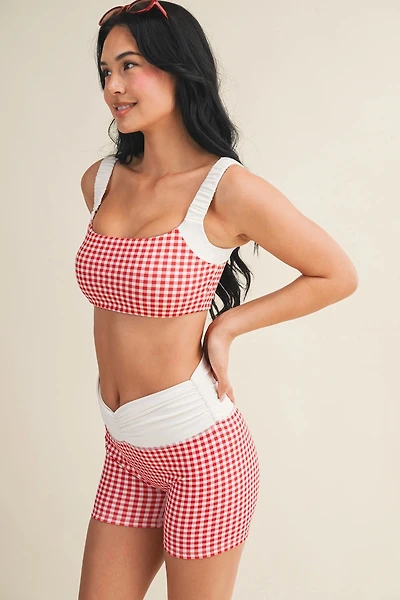 Red Gingham Sports Bra
