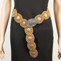 Brown Large Ornate Western Oval Disc Belt