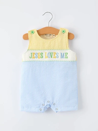 "Jesus Loves Me "Baby Boy Romper