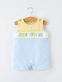 "Jesus Loves Me "Baby Boy Romper