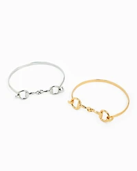 Gold Western Double Horsebit Hook Bangle Bracelet