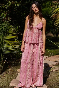 Pink Paisley Print Pants