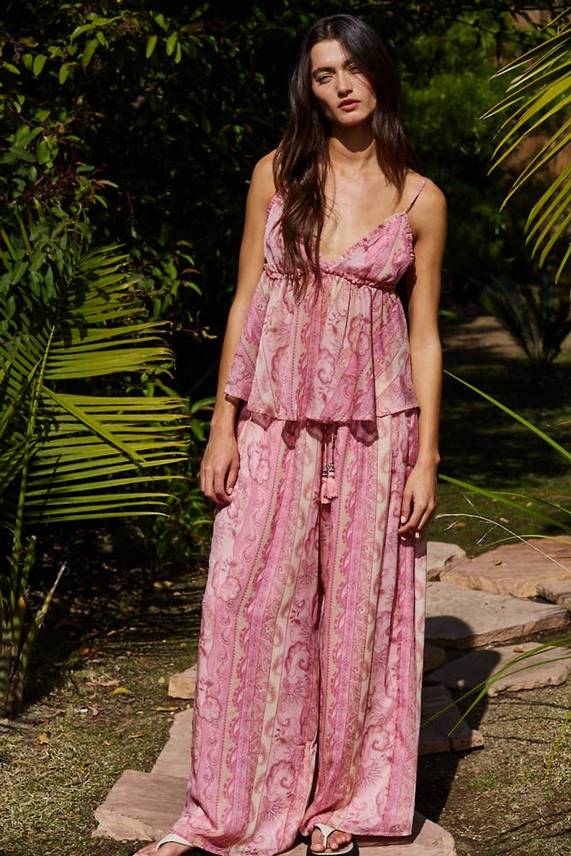 Paisley Print Babydoll Top