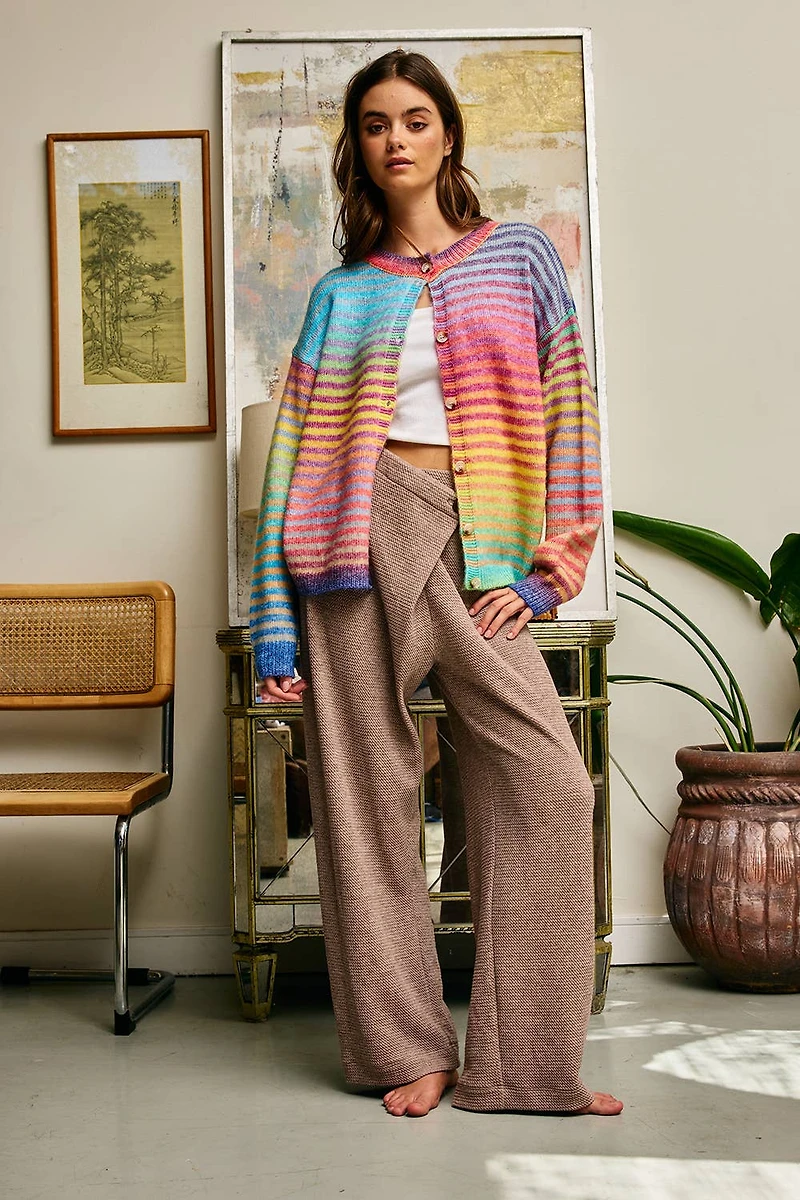 Rainbow Striped Button Down Cardigan