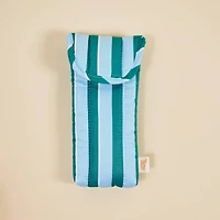 Teal & Light Blue Striped Quilted Sunglass Case