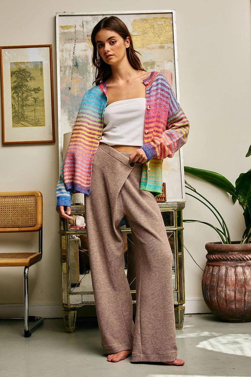 Rainbow Striped Button Down Cardigan