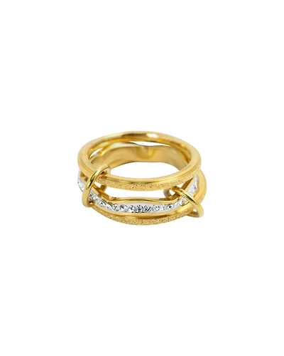 Stainless Wavy Interlocking Crystal Ring