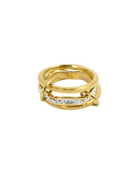 Stainless Wavy Interlocking Crystal Ring