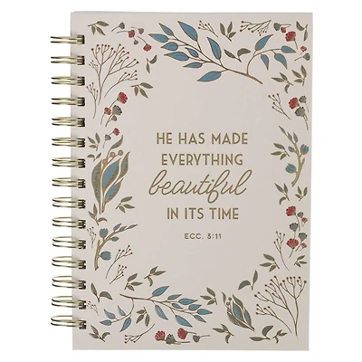 Journal Wirebound Ivory Floral Everything Beautiful Ecc 3:11