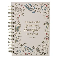 Journal Wirebound Ivory Floral Everything Beautiful Ecc 3:11