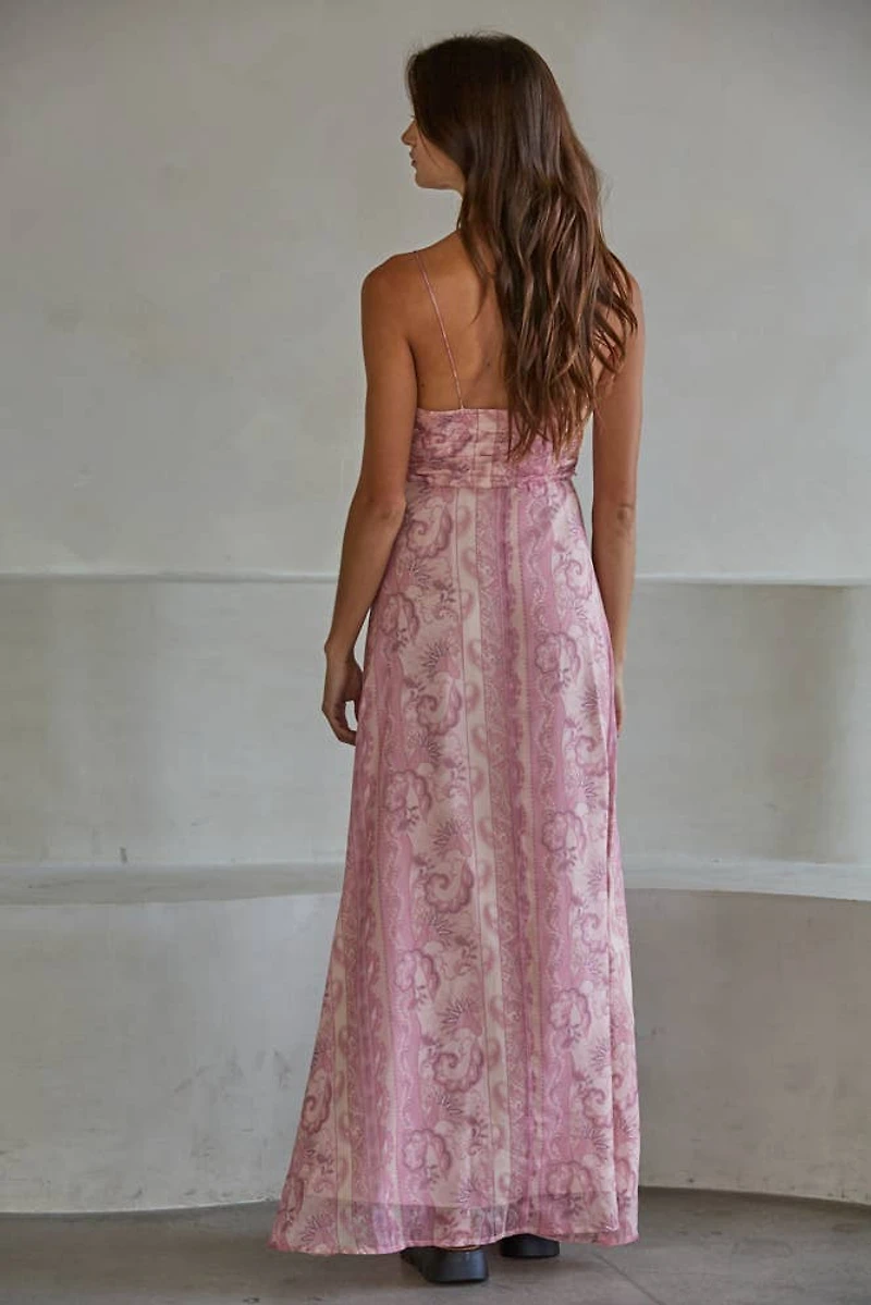 Pink Paisley Sleeveless Maxi Dress