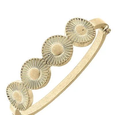 Gold Sienna Medal Disc Hinge Bangle