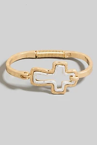 Two Tone Cross Latch Bangle Bracelet