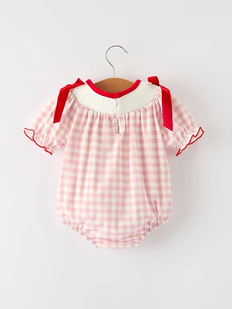 Pink Gingham Santa Romper