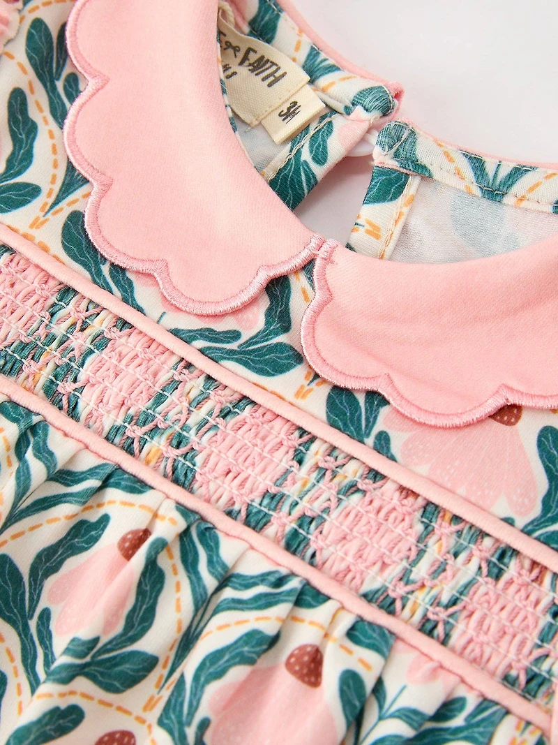 Fall Geometric Floral Baby Romper