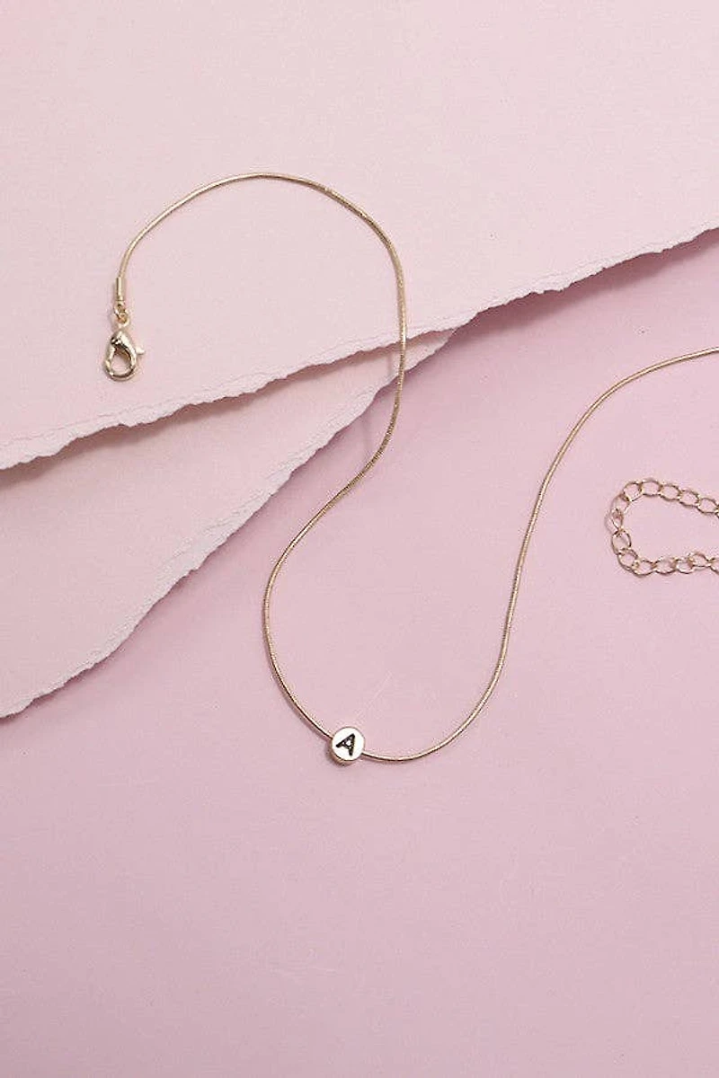 "H" ROUND SNAKE CHAIN INITIAL NECKLACE
