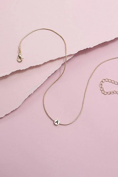 "A" ROUND SNAKE CHAIN INITIAL NECKLACE