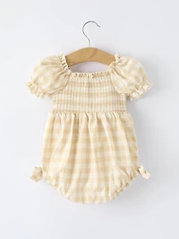 Yellow Plaid Girl Romper