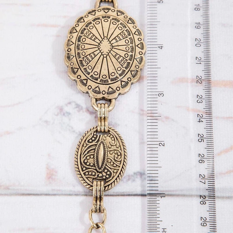 Silver Ornate Oval Western Concho Belt