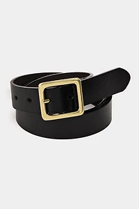 Gold Leather Square Buckle Belt