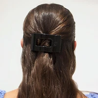 Jet Black Small Flat Rectangle Hair Clip