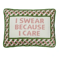 I Swear Because I Care Embroidered Needlepoint Pillow