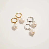 18K Gold PVD Freshwater Pearl Huggie Earrings