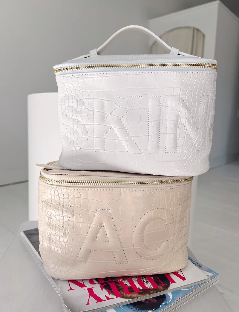 White Leather SKIN Cosmetic Bag