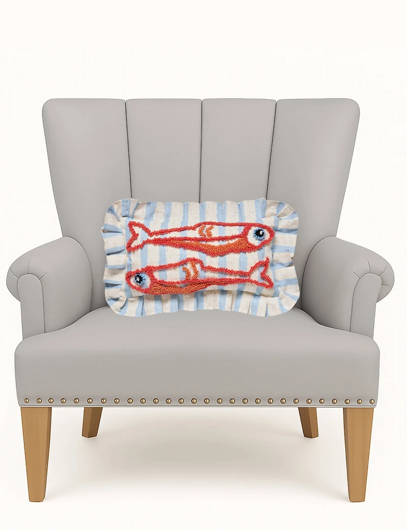 Coastal Sardines Tufted Hook Pillow