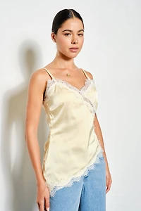 Yellow Asymmetrical Satin Cami