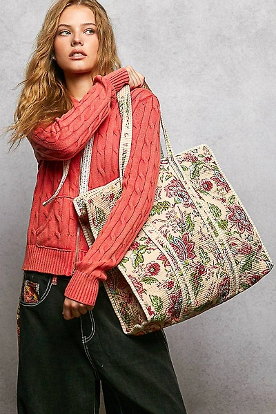 Quilted Bohemian Print Tote Bag