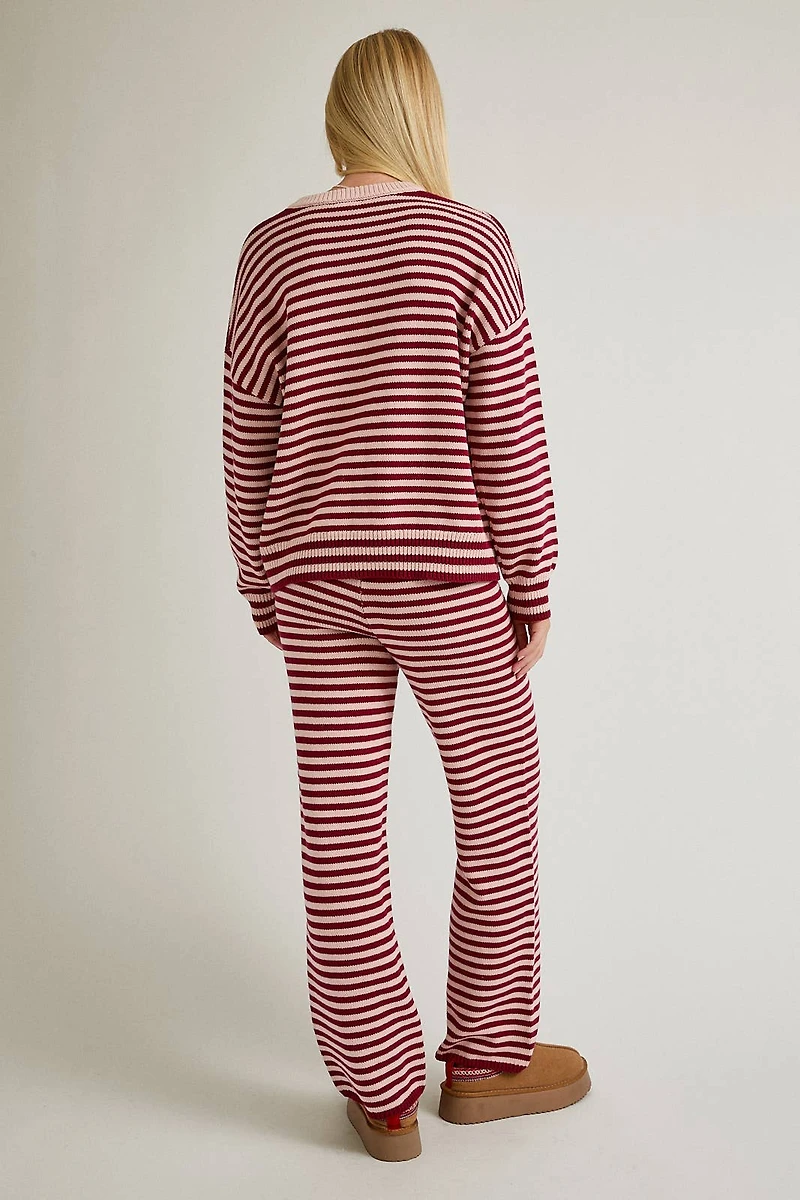 Pink Stripe Sweater Pants Set