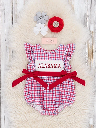 Alabama Smocked Gingham Bubble