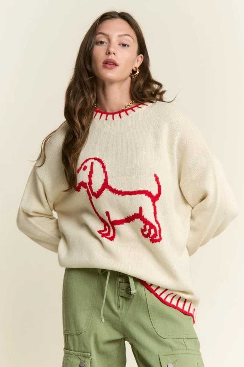 Puppy Accent Sweater Top