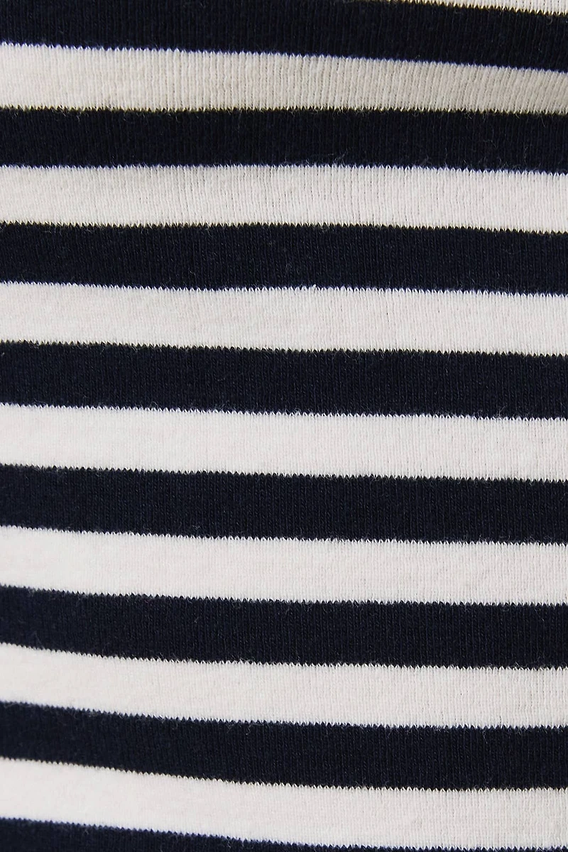 Navy One Shoulder Stripe Top