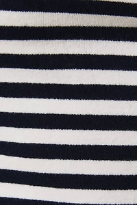 Navy One Shoulder Stripe Top