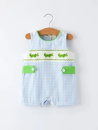 Baby Boy Crocodile Smocked Romper