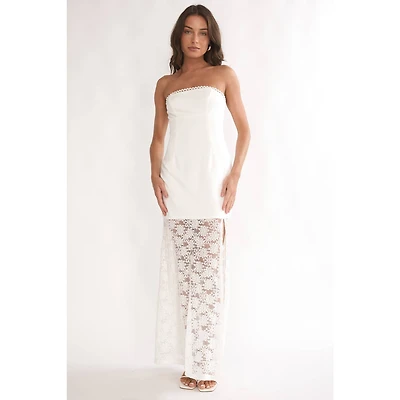 White Floral Lace Maxi Dress