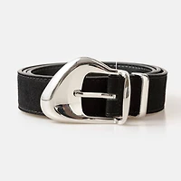 Silver Ornate Buckle Soft Leather Belt